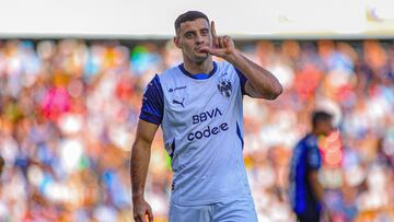 German Berterame celebrates his goal 0-3 of Monterrey during the 7th round match between Queretaro and Monterrey as part of the Liga BBVA MX, Torneo Clausura 2025 at La Corregidora Stadium, on February 16, 2025 in Santiago de Queretaro, Mexico.