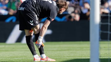 Andrei Radu, portero del Celta, durante el partido contra el Alavés en Balaídos.