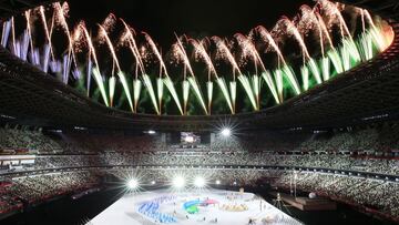 Fuegos artificiales en la ceremonia de inauguraci&oacute;n de los Juegos.