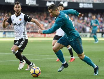 Martín Montoya y Cristiano Ronaldo. 