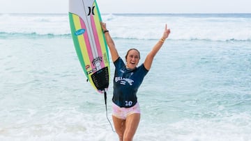 OAHU, HAWAII - FEBRUARY 8: Five-time WSL Champion Carissa Moore of Hawaii wins the Final at the Billabong Pro Pipeline on February 8, 2023 at Oahu, Hawaii. (Photo by Tony Heff/World Surf League)