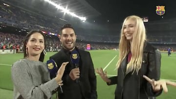 Carmén Villalobos y su esposo en el Camp Nou