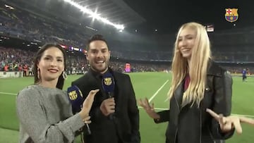 Carmen Villalobos y su esposo, invitados de honor al Camp Nou