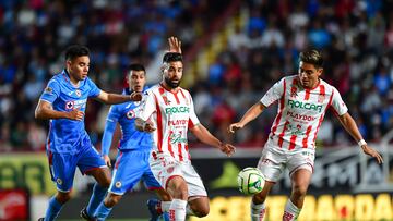 (L-R), Carlos Rodriguez of Cruz Azul, Milton Gimenez, Ricardo Monreal of Necaxa during the game Necaxa vs Cruz Azul, corresponding to Round 3 of the Torneo Clausura 2023 of the Liga BBVA MX, at Victoria Stadium, on January 21, 2023.
<br><br>
(I-D), Carlos Rodriguezde Cruz Azul, Milton Gimenez, Ricardo Monreal de Necaxa durante el partido Necaxa vs Cruz Azul, Correspondiente a la Jornada 03 del Torneo Clausura 2023 de la Liga BBVA MX, en el Estadio Victoria, el 21 de Enero de 2023.
