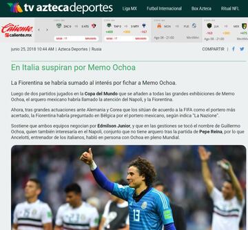 Guillermo Ochoa fue una de las grandes figuras de la Selección Mexicana en la Copa Mundial de 2018. El cancerbero llamó la atención de varios equipos importantes del continente europeo. Entre estos se encontraban algunos clubes de la Serie A. La Fiorentina fue una de las instituciones que buscaron hacerse con los servicio de Memo.