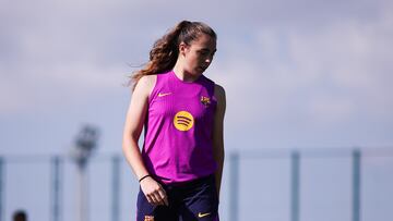 Lucía Corrales, entrenando con el Barcelona en la pretemporada 2025-26.