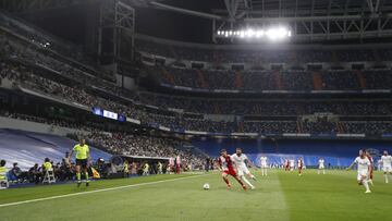 Panor&aacute;mica del Bernab&eacute;u en la reapertura del estadio del Real Madrid tras la pandemia, el 12 de septiembre contra el Celta.