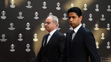 Luis Campos, consejero deportivo del PSG, y Nasser Al-Khelaifi, presidente, representando al club francés.