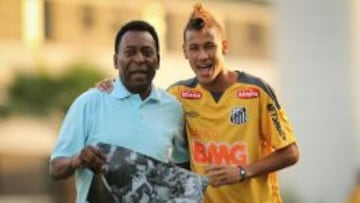 Pel&eacute; junto a Neymar en su etapa en el Santos.