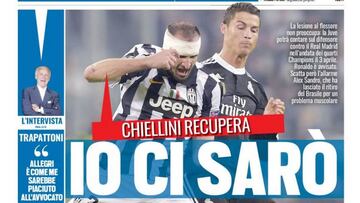 Chiellini será el arma de la Juventus para frenar a Cristiano