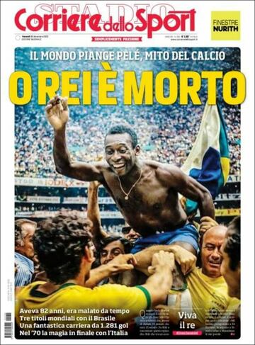 Tributes to Pelé on the front pages of the world