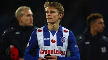 Martin Odegaard of sc Heerenveen looks on after the Dutch Eredivisie match between SC Heerenveen and ADO Den Haag