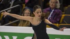 Sonia Lafuente, durante su ejercicio en el programa corto femenino en los Campeonatos del Mundo de Patinaje Art&iacute;stico que se celebran en Boston.