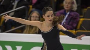 Sonia Lafuente, durante su ejercicio en el programa corto femenino en los Campeonatos del Mundo de Patinaje Art&iacute;stico que se celebran en Boston.