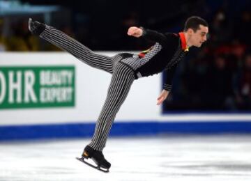 Javier Fernández durante el programa corto del Campeonato de Europa donde se proclamó por segundo año Campeón de Europa