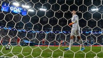 Lyon's Portuguese goalkeeper Anthony Lopes concedes a goal during the UEFA Champions League group G football match between Zenit and Lyon at the Gazprom Arena in Saint Petersburg on November 27, 2019. (Photo by Kirill KUDRYAVTSEV / AFP)