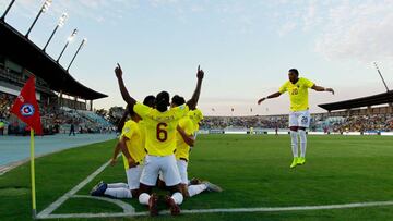 Los jugadores de Ecuador Sub-20 celebrando un gol.