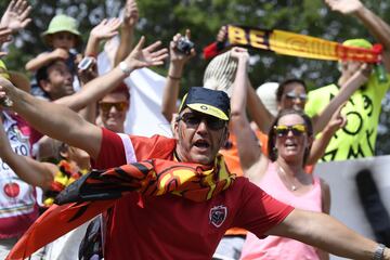 Aficionados belgas animando durante la 19ª etapa del Tour de Francia de 2017. 