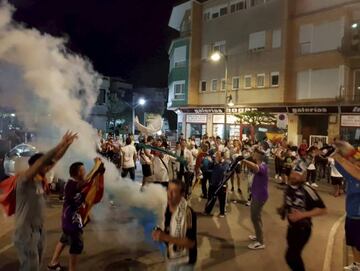 Aspecto de la Plaza de la Mera tras ganar la final al Liverpool en Kiev (3-1).