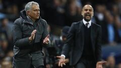 Los entrenadores de Manchester United y Manchester City, Jos&eacute; Mourinho y Pep Guardiola.