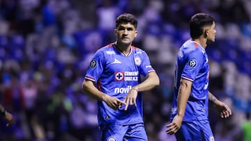 Nicolas Ibanez celebrates his goal 5-0 of Cruz Azul during the round one second leg match between Cruz Azul and Vancouver FC as part of the CONCACAF Champions Cup 2026, at Cuauhtemoc Stadium on February 12, 2026 in Puebla, Mexico.