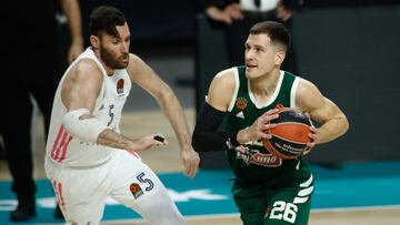 Nemanja Nedovic of Panathinaikos and Rudy Fernandez of Real Madrid in action during the Turkish Airlines EuroLeague, Regular Season, basketball match played between Real Madrid CF and Panathinaikos OPAP Athens at Wizink Center on january 27, 2021, in Madrid, Spain.
AFP7
27/01/2021 ONLY FOR USE IN SPAIN