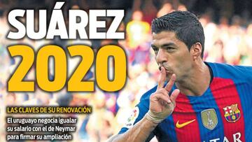 Portada del Diario Sport del 5 de octubre de 2016, con Luis Su&aacute;rez y su renovaci&oacute;n como protagonistas