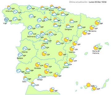 Previsi&oacute;n del s&aacute;bado 10 de diciembre