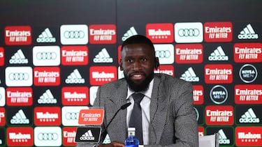VALDEBEBAS, SPAIN - JUNE 20: Antonio Rudiger attends during his first press conference as player of Real Madrid at Ciudad Deportiva Real Madrid on June 20, 2022, in Valdebebas, Madrid Spain. (Photo By Oscar J. Barroso/Europa Press via Getty Images)
