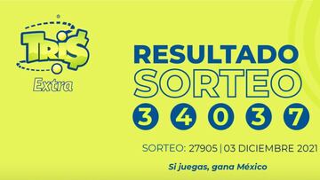 Resultados Lotería Tris Extra hoy: ganadores y números premiados | 3 de diciembre