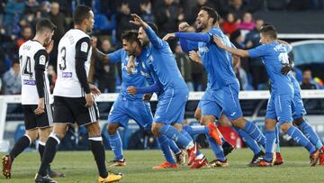 Resumen Getafe 1 -Valencia 0: Al Valencia le pudo el v¨¦rtigo