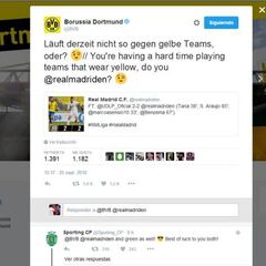 El Dortmund calienta el partido ante el Madrid en Twitter