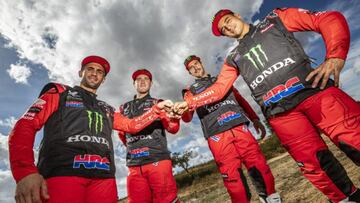 Benavides, Brabec, Barreda y Cornejo, los cuatro pilotos de Honda para el Dakar.