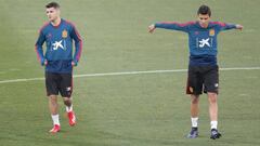 Morata y Rodrigo en el entrenamiento de la Selecci&oacute;n.
 