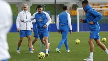Ximo Navarro, en el último entrenamiento del Deportivo antes de las vacaciones.
