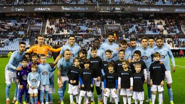Formación inicial del Celta que se enfrentó al Valencia en Balaídos el 19 de enero de 2019.
