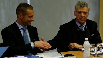 Villar, ayer con el presidente de la UEFA, negociará.