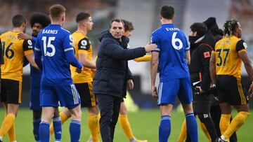 Soccer Football - Premier League - Wolverhampton Wanderers v Leicester City - Molineux Stadium, Wolverhampton, Britain - February 7, 2021 Leicester City manager Brendan Rodgers after the match Pool via REUTERS/Michael Regan EDITORIAL USE ONLY. No use with