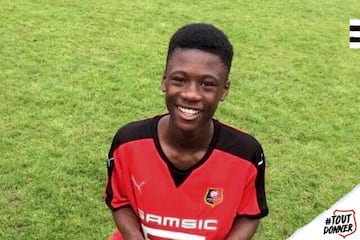 Camavinga, con diez años, recién entrado en la academia del Rennes.