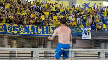 Marc Cardona celebra el segundo gol ante el Celta.