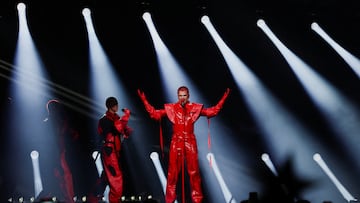 Red Sebastian, representing Belgium, performs during the dress rehearsal 2 of the first semi-final of the 2025 Eurovision Song Contest, in Basel, Switzerland, May 12, 2025. REUTERS/Denis Balibouse