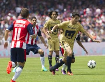 Action photo during the match Pumas UNAM vs Guadalajara at Universitario Stadium, 2016 Apertura Liga BBVA Bancomer MX.--- Fotode accion durante el Partido Pumas UNAM vs Guadalajara en el Estadio Universitario Partido Correspondiente a la Jornada 1 del Torneo Apertura 2016 Liga BBVA Bancomer MX, en la foto: Saul Berjon
---17/07/2016/MEXSPORT/Bernardo Maldonado.