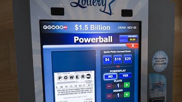 An Arizona Lottery kiosk displays lottery tickets ahead of a PowerBall $1.5 Billon jackpot at a kiosk inside the Phoenix Sky Harbor International Airport (PHX) in Phoenix, Arizona on November 3, 2022. (Photo by Patrick T. FALLON / AFP) (Photo by PATRICK T. FALLON/AFP via Getty Images)