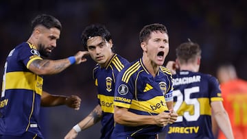 AMDEP3535. BUENOS AIRES (ARGENTINA), 14/04/2026.- Ander Herrera de Boca celebra un gol este martes, en un partido de la fase de grupos de la Copa Libertadores entre Boca Juniors y Barcelona SC en el estadio La Bombonera en Buenos Aires (Argentina). EFE/ Juan Ignacio Roncoroni