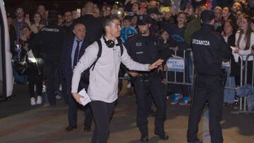 Cristiano Ronaldo, a su llegada a Eibar.