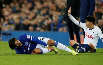 The Everton player severely fractured his ankle after a challenge with Tottenham’s Heung-Min Son, who was left devestated by the incident.