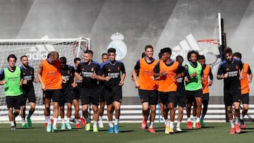 Los jugadores del Real Madrid en el primer entrenamiento de la pretemporada 2021-2022.