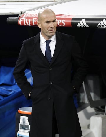 Zidane on the sideline during Real Madrid's recent game against Cultural Leonesa in the Copa del Rey