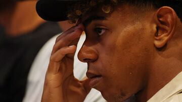 Soccer Football - Sergi Roberto bids farewell to FC Barcelona - Barcelona, Spain - August 13, 2024 FC Barcelona's Lamine Yamal during the event REUTERS/Nacho Doce