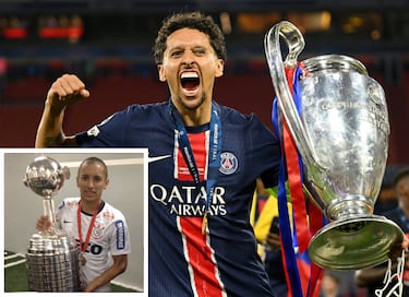 Marcos Aoás Corrêa entró el pasado 31 de mayo de en este selecto club. El capitán del PSG levantó la primera orejona del club parisino en Múnich tras vencer 5-0 al Inter de Milán en la final. 13 años antes, en 2012, era miembro del Corinthians que conquistó la Libertadores en 2012. En aquella ocasión, Marquinhos vio la final desde el banquilo, tenía 18 años y ese fue su primera temporada en el primer equipo del club donde se formó.